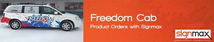 Custom Signage for Freedom Cab by Signmax.com